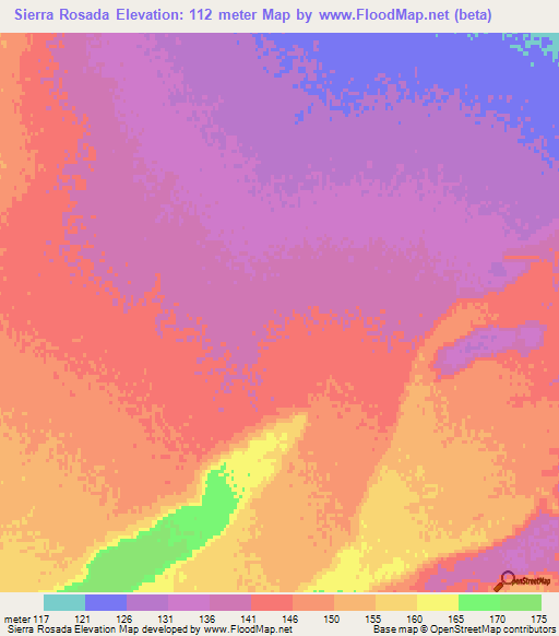 Sierra Rosada,Argentina Elevation Map