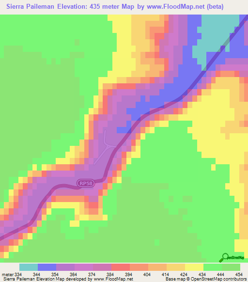 Sierra Paileman,Argentina Elevation Map