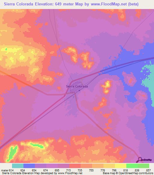Sierra Colorada,Argentina Elevation Map