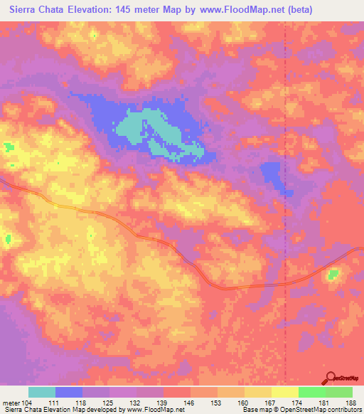 Sierra Chata,Argentina Elevation Map