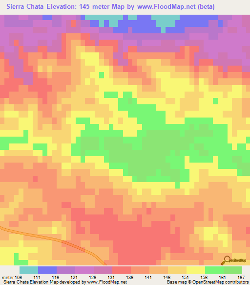 Sierra Chata,Argentina Elevation Map