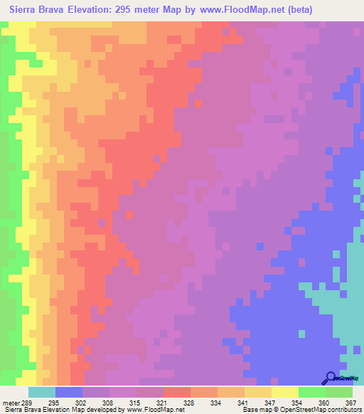 Sierra Brava,Argentina Elevation Map