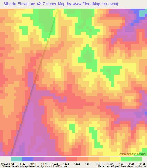 Siberia,Argentina Elevation Map