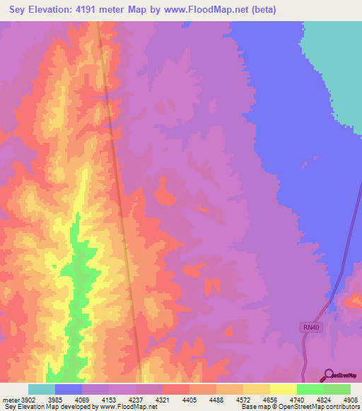 Sey,Argentina Elevation Map