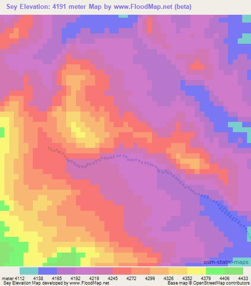 Sey,Argentina Elevation Map