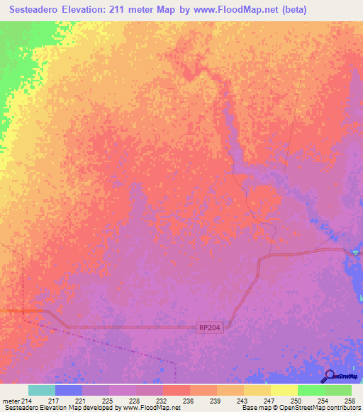 Sesteadero,Argentina Elevation Map