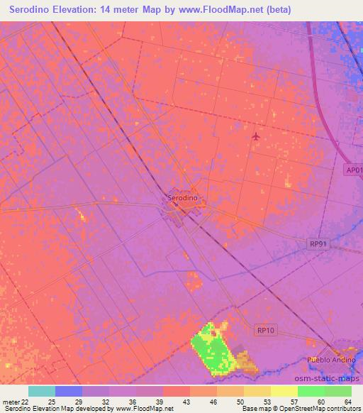Serodino,Argentina Elevation Map