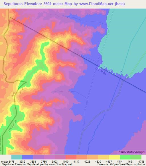 Sepulturas,Argentina Elevation Map