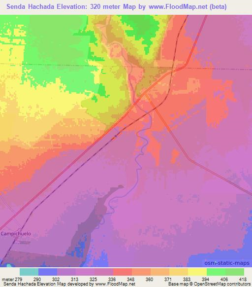 Senda Hachada,Argentina Elevation Map