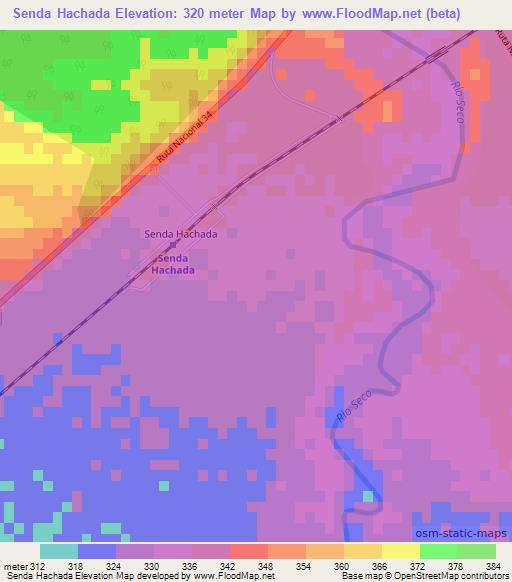 Senda Hachada,Argentina Elevation Map