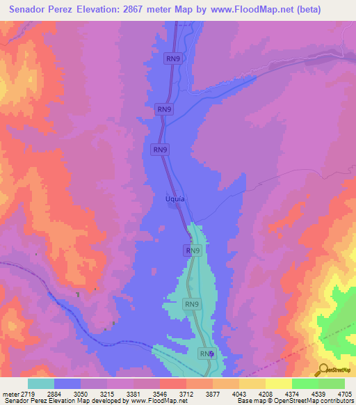 Senador Perez,Argentina Elevation Map