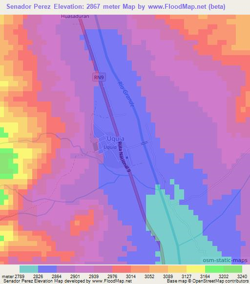 Senador Perez,Argentina Elevation Map
