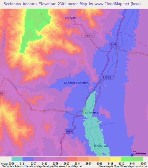 Seclantas Adentro,Argentina Elevation Map
