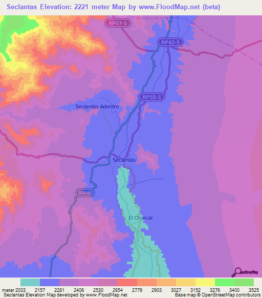 Seclantas,Argentina Elevation Map