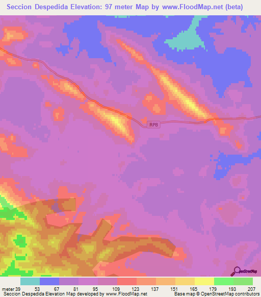 Seccion Despedida,Argentina Elevation Map