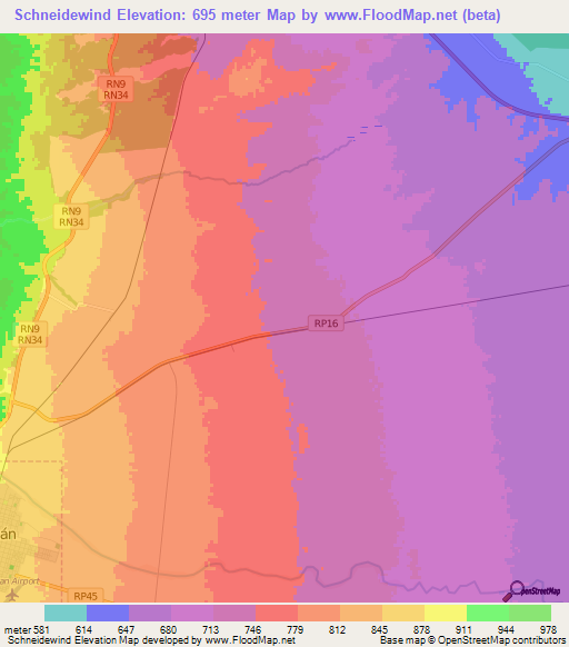 Schneidewind,Argentina Elevation Map