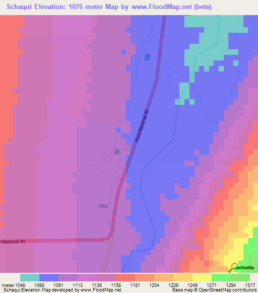 Schaqui,Argentina Elevation Map