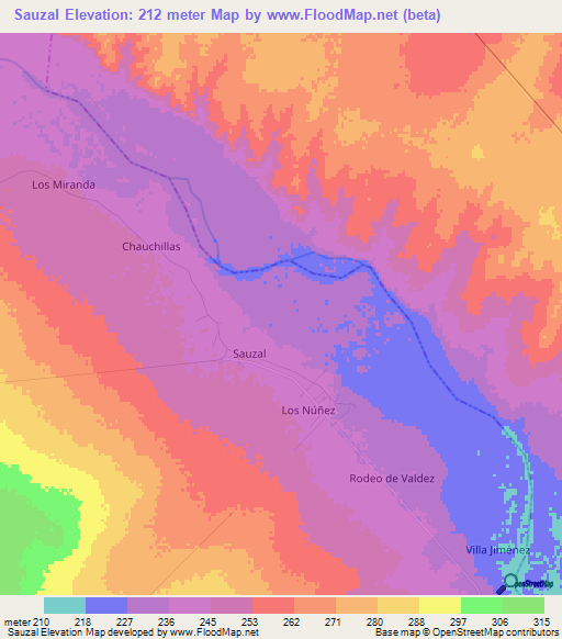 Sauzal,Argentina Elevation Map