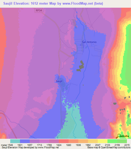 Saujil,Argentina Elevation Map
