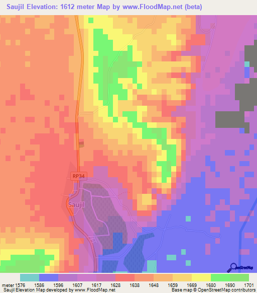 Saujil,Argentina Elevation Map
