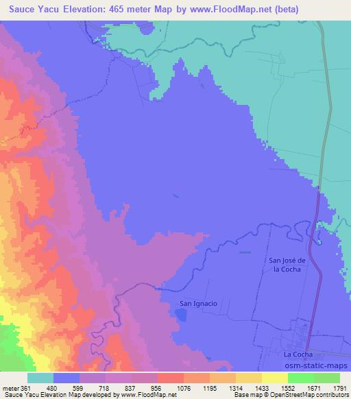 Sauce Yacu,Argentina Elevation Map