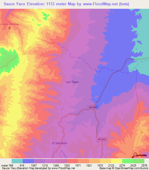 Sauce Yacu,Argentina Elevation Map