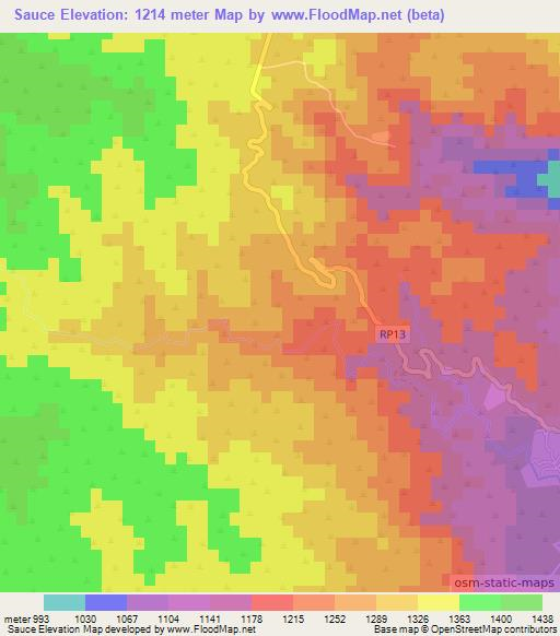 Sauce,Argentina Elevation Map