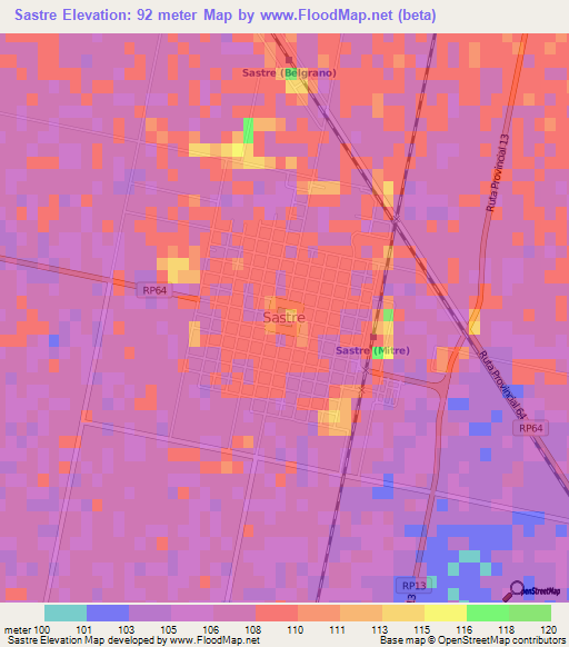 Sastre,Argentina Elevation Map