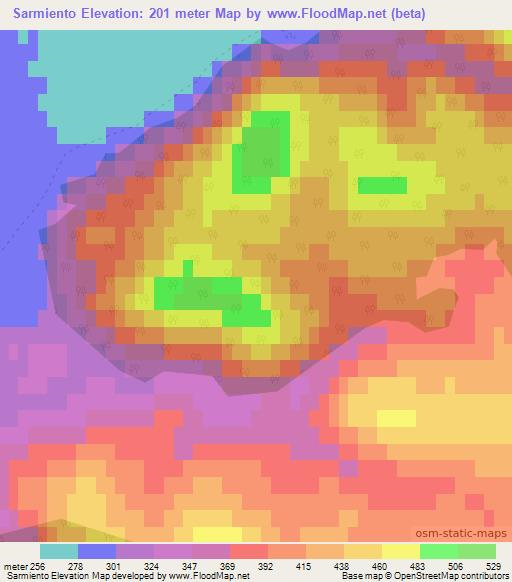 Sarmiento,Argentina Elevation Map