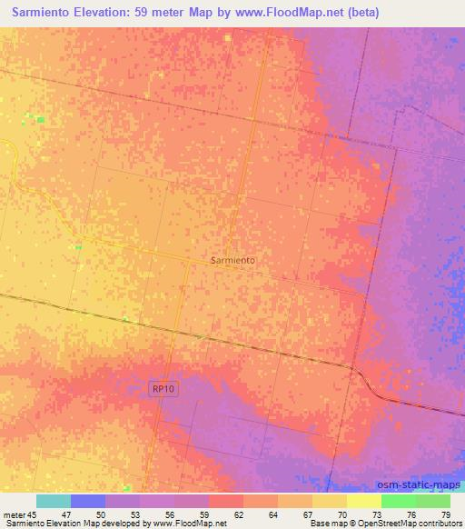 Sarmiento,Argentina Elevation Map
