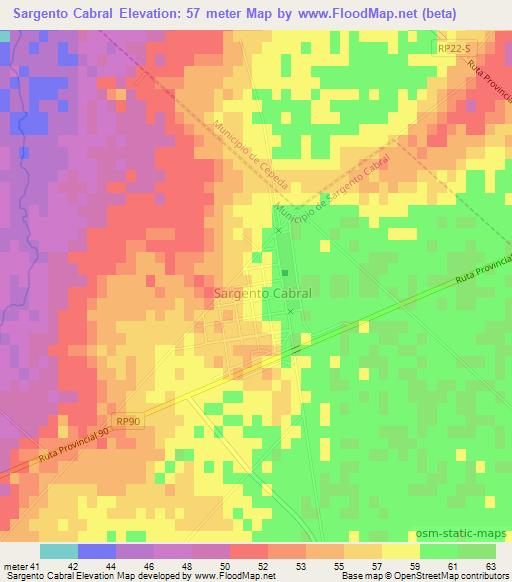 Sargento Cabral,Argentina Elevation Map