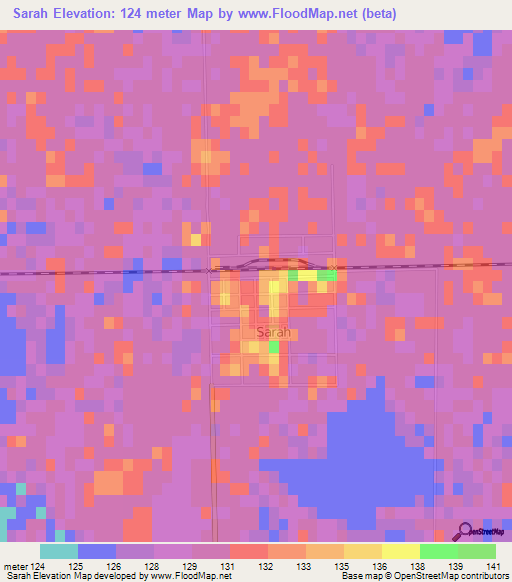 Sarah,Argentina Elevation Map