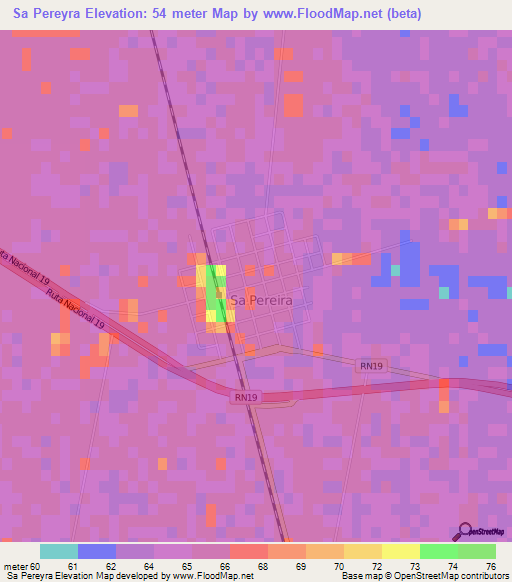 Sa Pereyra,Argentina Elevation Map