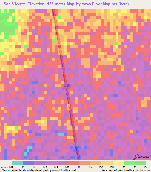 San Vicente,Argentina Elevation Map