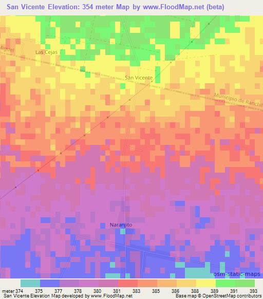 San Vicente,Argentina Elevation Map