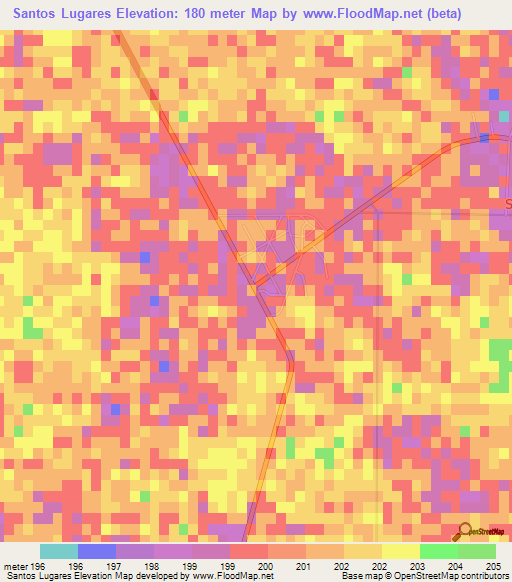 Santos Lugares,Argentina Elevation Map
