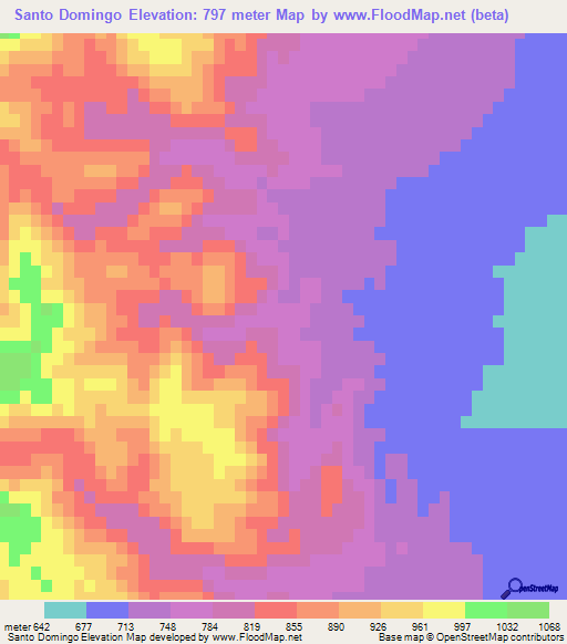Santo Domingo,Argentina Elevation Map