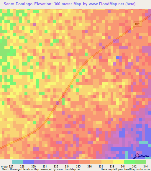 Santo Domingo,Argentina Elevation Map