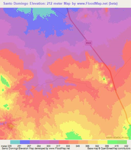 Santo Domingo,Argentina Elevation Map