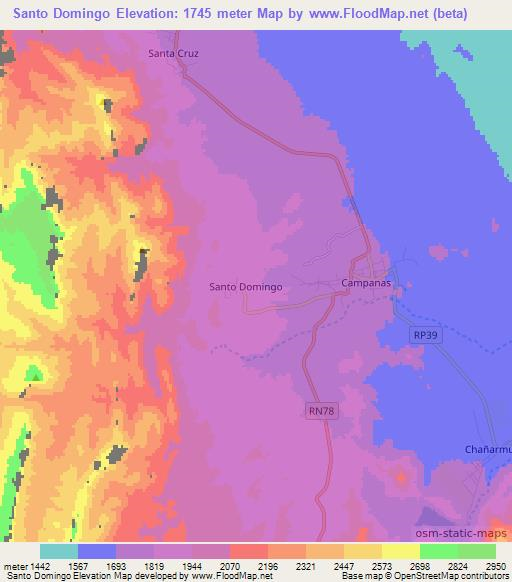 Santo Domingo,Argentina Elevation Map