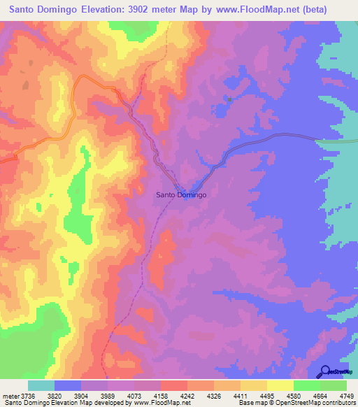 Santo Domingo,Argentina Elevation Map