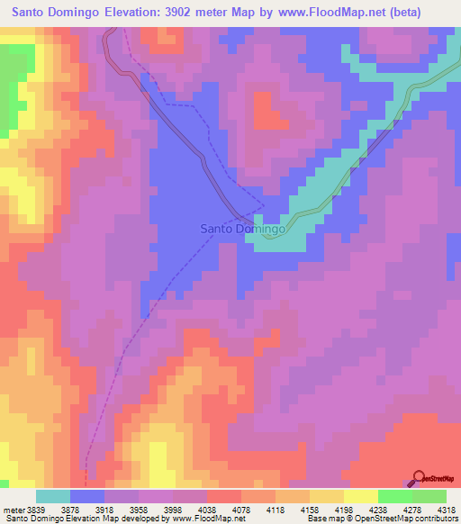 Santo Domingo,Argentina Elevation Map