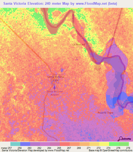 Santa Victoria,Argentina Elevation Map
