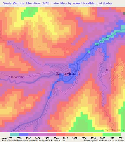 Santa Victoria,Argentina Elevation Map