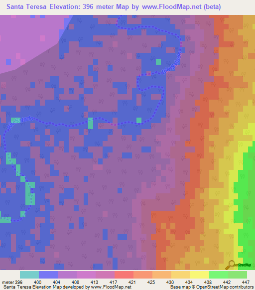 Santa Teresa,Argentina Elevation Map