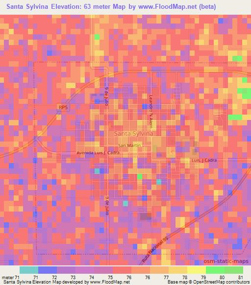 Santa Sylvina,Argentina Elevation Map