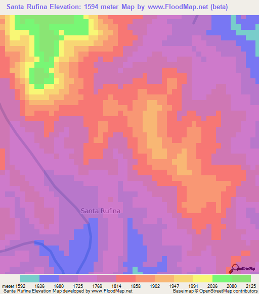 Santa Rufina,Argentina Elevation Map