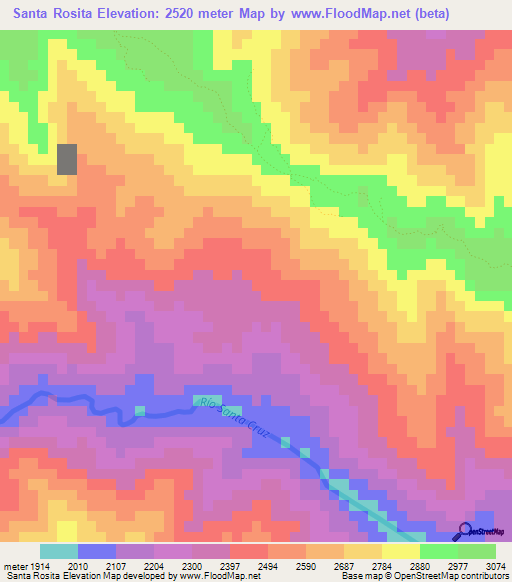 Santa Rosita,Argentina Elevation Map