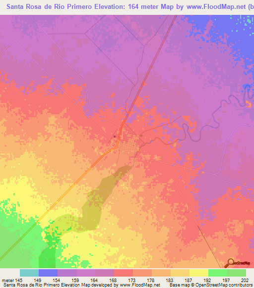 Santa Rosa de Rio Primero,Argentina Elevation Map