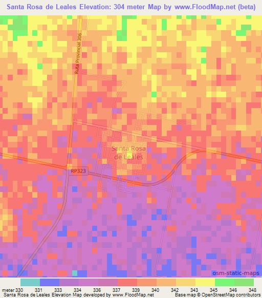 Santa Rosa de Leales,Argentina Elevation Map
